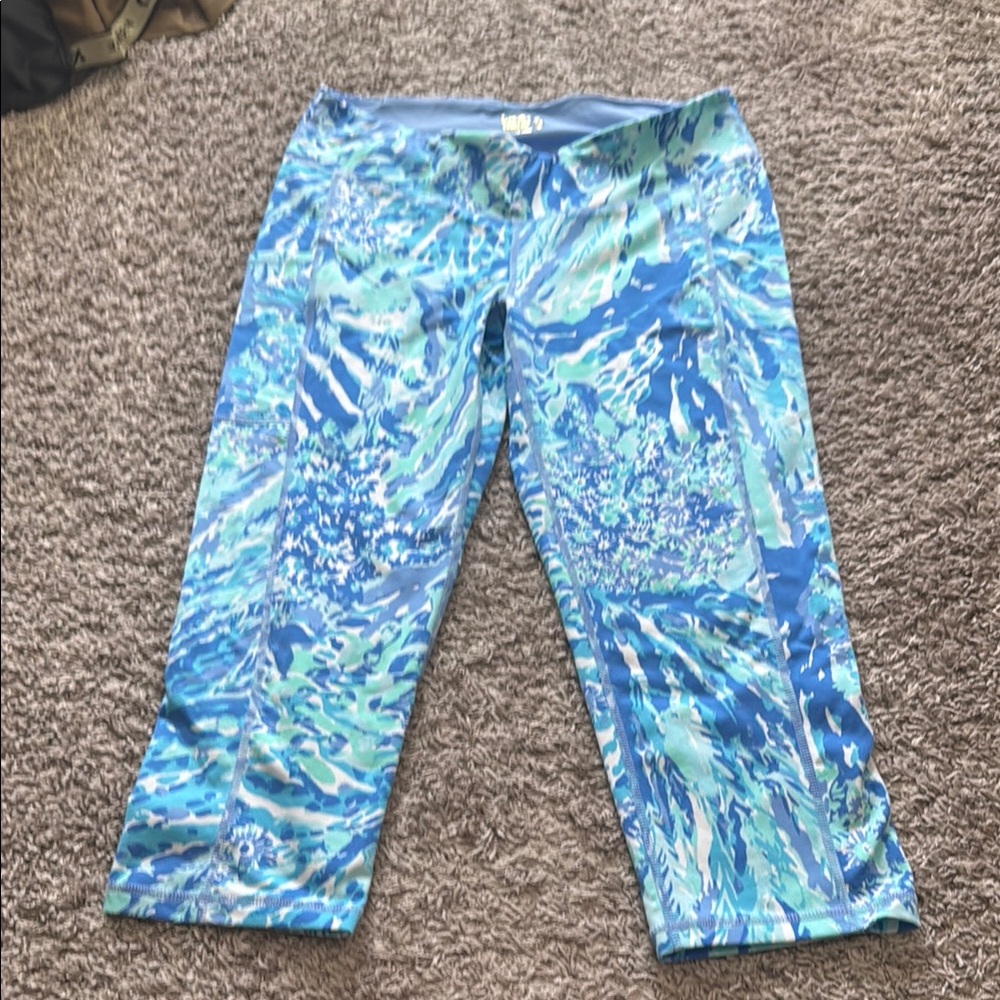 Lilly Pulitzer Blue and Green Cropped Leggings